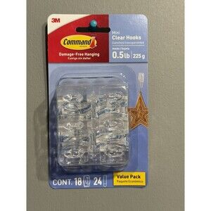 Command Mini Hooks Value Pack White 18 Hooks and 24 Strips Removes Cleanly White